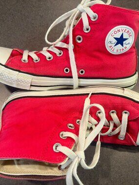 ~~Red Converse Chuck Taylor High-Top UNIQUE Double Sneakers M7/W9